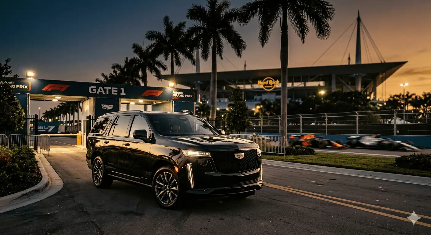 Metheora Limo parked at F1 Miami Grand Prix Circuit