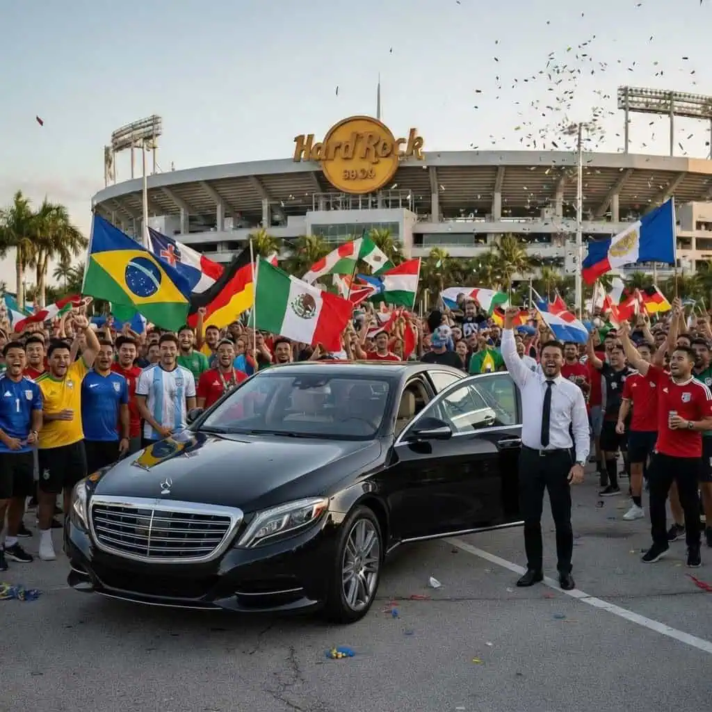 Metheora limo mercedes benz s class parked in front of hard rock stadium
